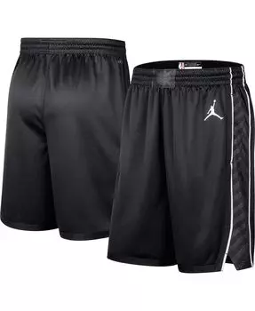 Мужские брендовые черные шорты brooklyn nets 2022/2023 statement edition swingman performance shorts Jordan, черный
