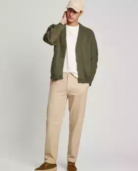 Мужские брюки чинос обычного кроя, окрашенные в готовом виде Pepe Jeans, бежевый