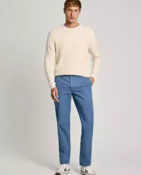 Мужские брюки чинос обычного кроя, окрашенные в готовом виде Pepe Jeans, синий