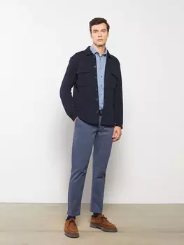 Мужские брюки чинос приталенного кроя из габардина LCWAIKIKI Classic, индиго