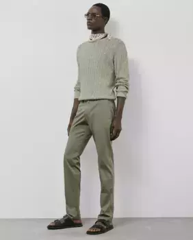 Мужские брюки-чиносы классического кроя из крашеного хлопка Roberto Verino, цвет Kaki