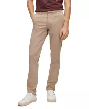 Мужские брюки-чиносы облегающего кроя из хлопкового габардина стретч-кроя Hugo Boss, коричневый/бежевый
