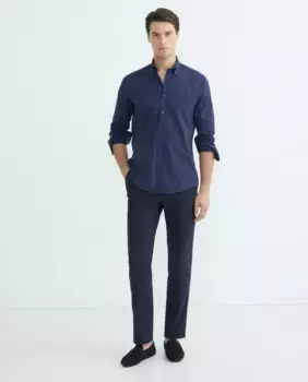 Мужские брюки-чиносы прямого кроя из гладкого эластичного хлопка Exigency, тёмно-синий