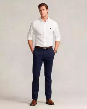 Мужские брюки-чиносы прямого кроя с эластичной резинкой Polo Ralph Lauren, темно-синий