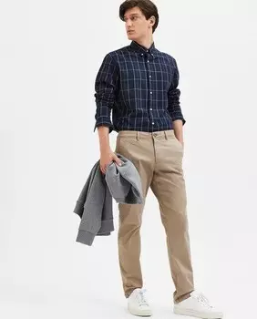 Мужские брюки-чиносы Slim Fit Selected, светло-коричневый