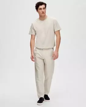 Мужские брюки-чиносы со складками Selected, бежевый
