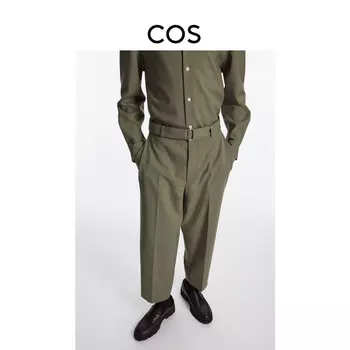 Мужские брюки Cos из смесовой шерсти на шнуровке, темно-бежевый