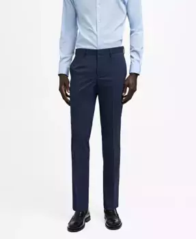 Мужские брюки для костюма из эластичной ткани Super Slim-Fit MANGO, синий