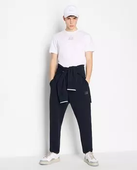 Мужские брюки-джоггеры с контрастным логотипом Armani Exchange, темно-синий