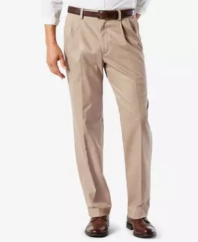 Мужские брюки easy classic со складками цвета хаки стрейч Dockers