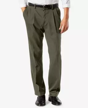 Мужские брюки easy classic со складками цвета хаки стрейч Dockers, мульти