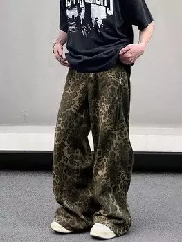 Мужские брюки EMRG с леопардовым принтом, длинные камуфляжные брюки-карго с рисунком, армейский зеленый, на выход Manfinity, мультиколор