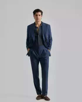 Мужские брюки Gurkha из тонкого льна с эффектом чернильного синего цвета PuroEgo, индиго