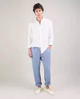 Мужские брюки из эластичного льна, окрашенные в готовом виде El Ganso, синий