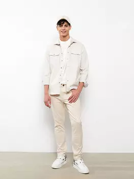 Мужские брюки из габардина приталенного кроя LCW Casual, бежевый