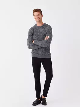 Мужские брюки из габардина приталенного кроя LCWAIKIKI Classic, новый черный