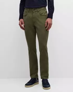 Мужские брюки из хлопка и шелка с 5 карманами Boglioli, цвет Green
