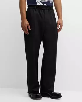 Мужские брюки из смесовой шерсти и льна Burberry, цвет Green/Black