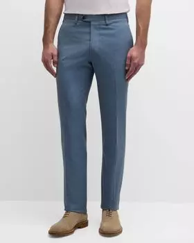 Мужские брюки из твила с плоской передней частью Kiton, цвет Blue