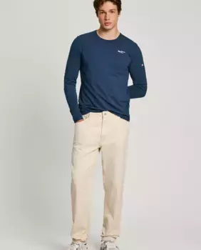 Мужские брюки из твила узкого кроя с пятью карманами Pepe Jeans, цвет Crema