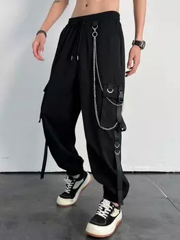 Мужские брюки-карго EMRG, свободные с боковым карманом и цепочкой Manfinity, черный