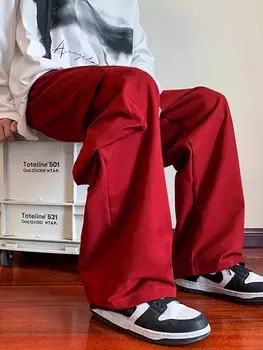 Мужские брюки-карго Hypemode, пояс на кулиске, широкий крой, карман Manfinity, красный