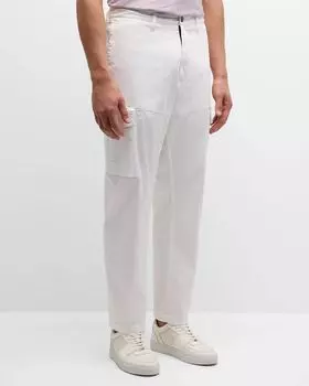 Мужские брюки-карго из эластичного хлопка Stone Island, цвет White