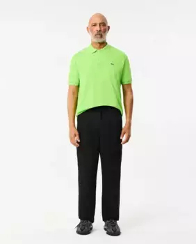 Мужские брюки-карго из хлопка прямого кроя черного цвета Lacoste