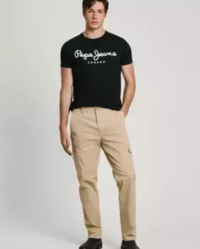 Мужские брюки-карго приталенного кроя из твила Pepe Jeans, бежевый