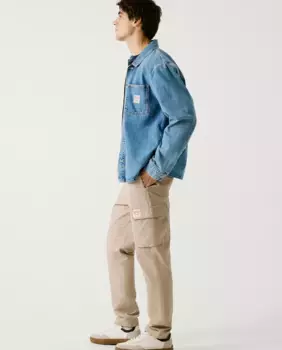 Мужские брюки-карго прямого кроя из твила Pepe Jeans, бежевый