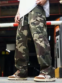 Мужские брюки-карго широкого кроя EMRG с камуфляжным принтом, карманом с клапаном и кулиской на талии Manfinity, мультиколор