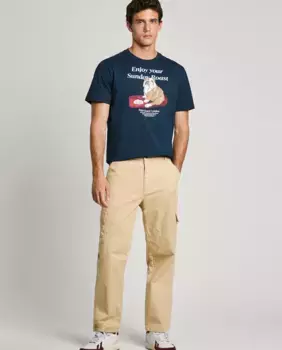 Мужские брюки-карго стандартного кроя, окрашенные в готовом виде Pepe Jeans, бежевый