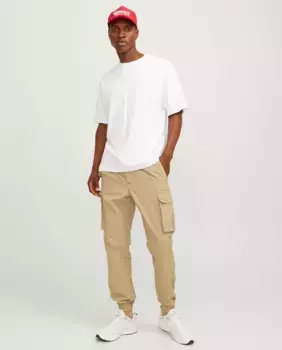 Мужские брюки-карго узкого кроя с карманами Jack & Jones, бежевый