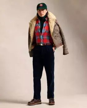 Мужские брюки классического кроя из хлопкового вельвета Polo Ralph Lauren, темно-синий