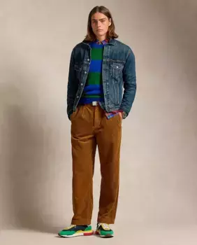 Мужские брюки классического кроя из хлопкового вельвета Polo Ralph Lauren, коричневый