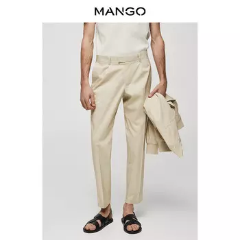 Мужские брюки Mango хлопковые пригородные, темно-синий