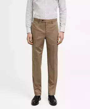 Мужские брюки Monaco Slim-Fit MANGO, коричневый