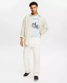 Мужские брюки прямого кроя с льном Esprit, темно-синий