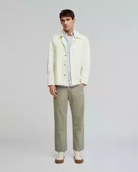 Мужские брюки прямого кроя с вельветовой деталью Scalpers, цвет Topo