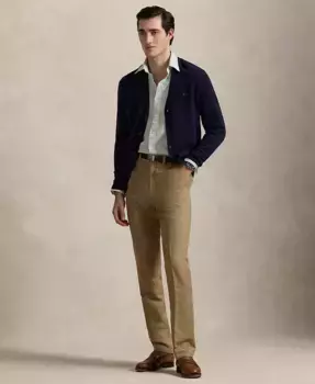 Мужские брюки прямого кроя в клетку "гусиная лапка" из твила Polo Ralph Lauren, коричневый/бежевый