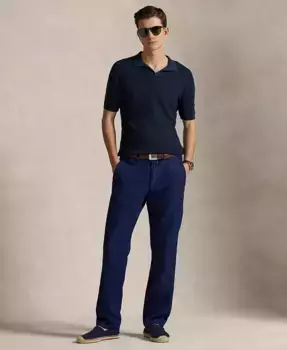Мужские брюки прямого кроя в клетку "гусиная лапка" из твила Polo Ralph Lauren, синий