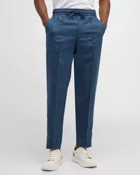 Мужские брюки с защипами и кулиской Isaia, цвет Navy