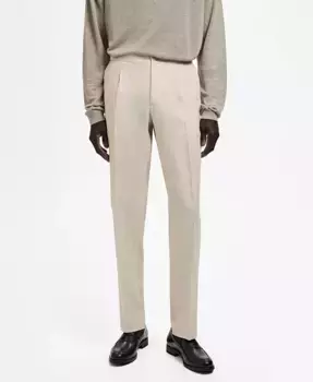 Мужские брюки Salerno Slim-Fit из льна MANGO, коричневый/бежевый
