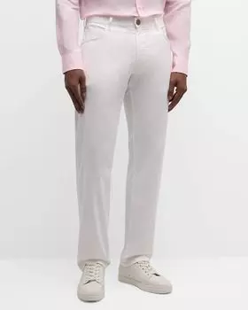 Мужские брюки стрейч из хлопка и шелка Giorgio Armani, цвет White