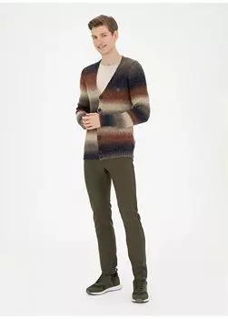 Мужские брюки узкого кроя цвета хаки с нормальной талией и нормальными штанинами ARETO U.S. Polo Assn., хаки