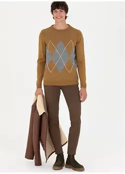 Мужские брюки узкого кроя горчичного цвета с нормальной талией U.S. Polo Assn.