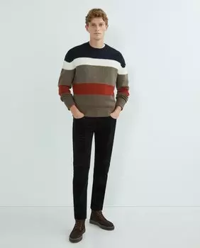 Мужские брюки узкого кроя с 5 карманами J06 из микровельвета Emporio Armani, темно-синий
