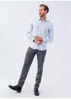 Мужские брюки узкого кроя с нормальной талией темно-синего цвета 4B0123100028 Beymen Business, темно-синий