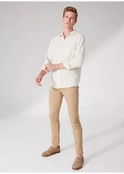 Мужские брюки узкого кроя с нормальной талией из верблюжьей шерсти Beymen Business