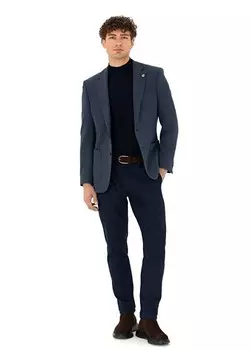 Мужские брюки узкого кроя темно-синего цвета с нормальной талией и нормальными штанинами MARVINA Pierre Cardin, темно-синий